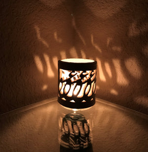 Handmade Ceramic "Love Love" candle holder, Persian Arabic Calligraphy Great Valentine's day gift! جا شمعی "عشق عشق" الشمعة